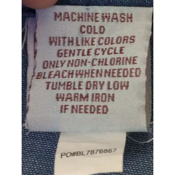 Vintage Style Embroidered Chambray Shirt Medium Floral Western Boho - Picture 7 of 7